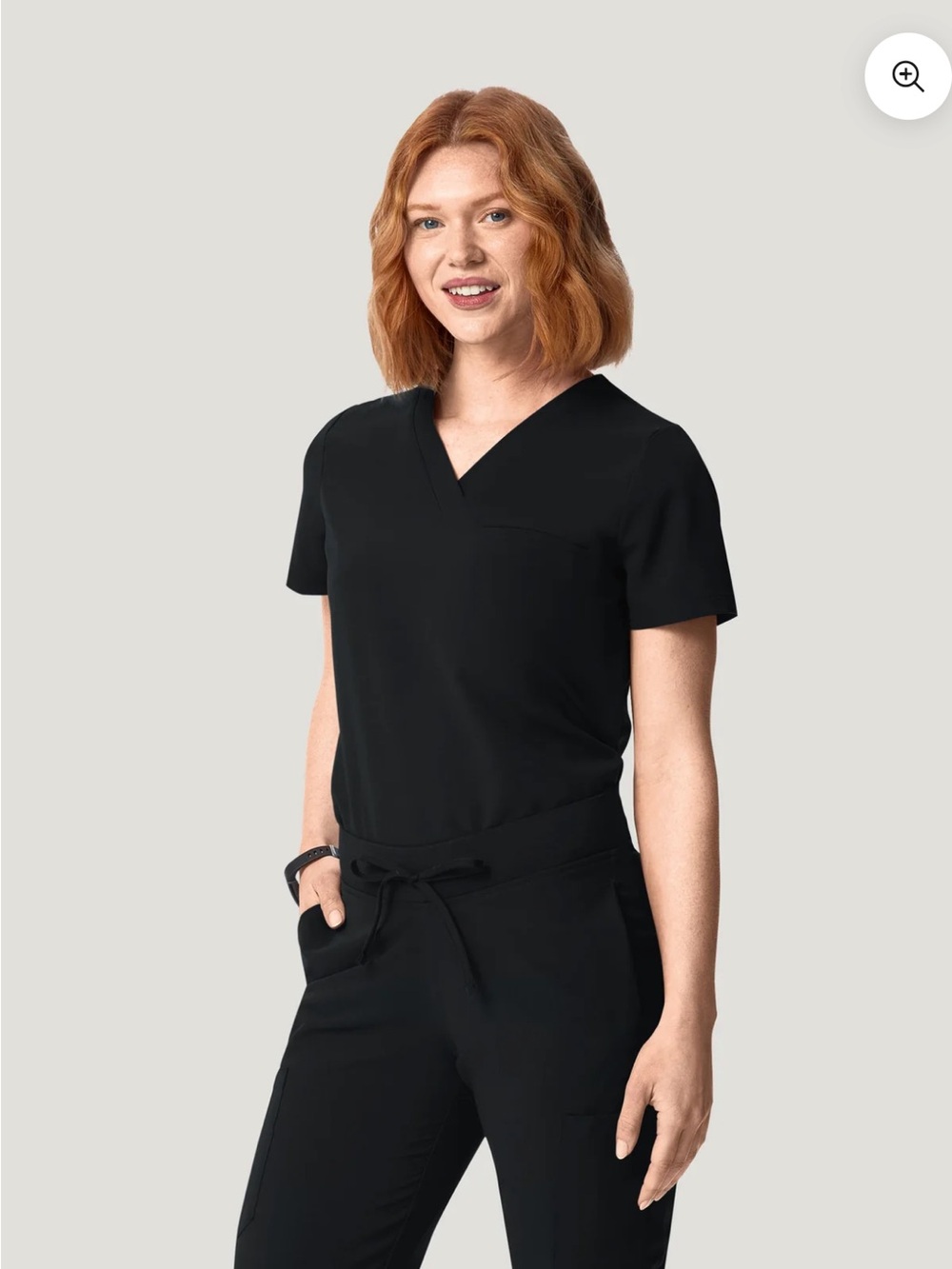 Mandala Black Scrubs set one pocket top high waisted joggers